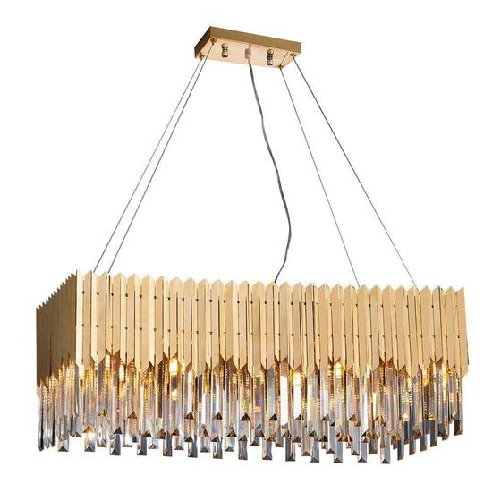 Imagem de Lustre Retangular Cristal Legítimo Baluarte Dourado