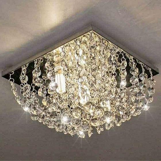 Lustre Sala Quarto de cristal Legítimo Base inox 20x20 cm Menor preço em Lustre Sala Quarto de cristal Legítimo Base inox 20x20 cm