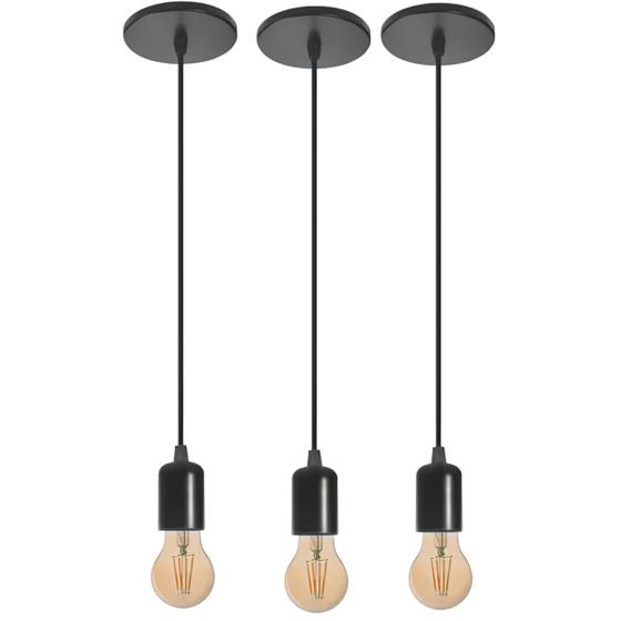 Imagem de Lustre Sala Quarto Pendente Luminaria Teto Moderna Kit c/ 3 unidades