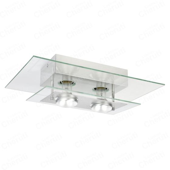 Imagem de Lustre Sobrepor Transparente para 2 lâmpadas 40x25 + Lâmpadas led