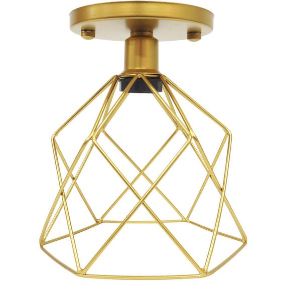 Imagem de Lustre Teto Plafon Industrial Aramado Cálice Retrô Luminária Sobrepor Vintage Dourado Agp Ilumini