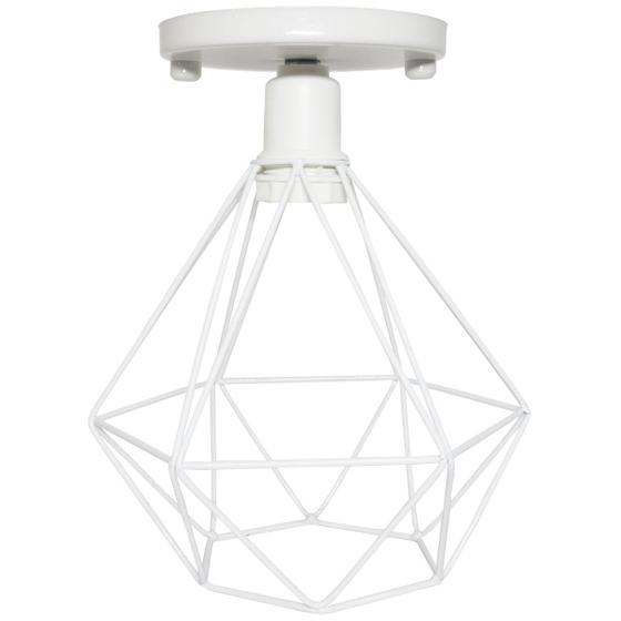 Imagem de Lustre Teto Plafon Industrial Aramado Diamante Retrô Luminária Sobrepor Vintage Branco Agp Ilumini