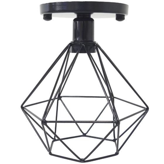 Imagem de Lustre Teto Plafon Industrial Aramado Diamante Retrô Luminária Sobrepor Vintage Preto Agp Ilumini