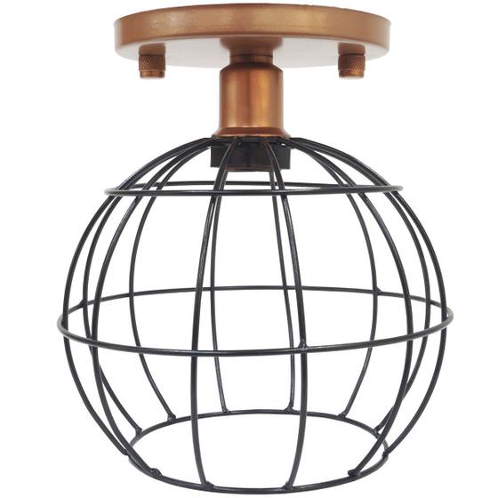 Imagem de Lustre Teto Plafon Industrial Aramado Globo Preto Retrô Luminária Vintage Cobre Rose Agp Ilumini