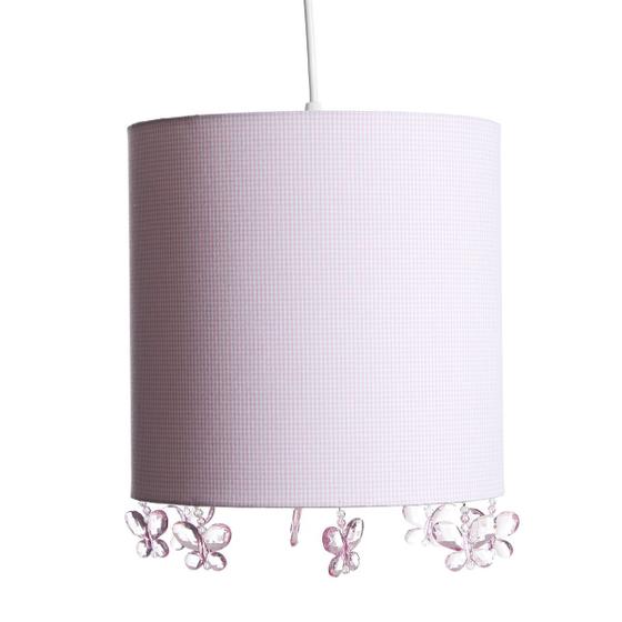 Imagem de Lustre Tubular Borboleta Rosa Quarto Bebê Infantil Menina