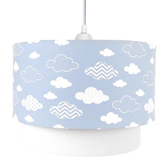 Imagem de Lustre Tubular Duplo Nuvem Chevron Azul Quarto Bebê Infantil