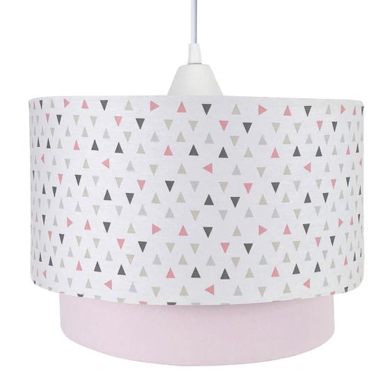 Imagem de Lustre Tubular Duplo Triângulos Rosa Quarto Bebê Infantil