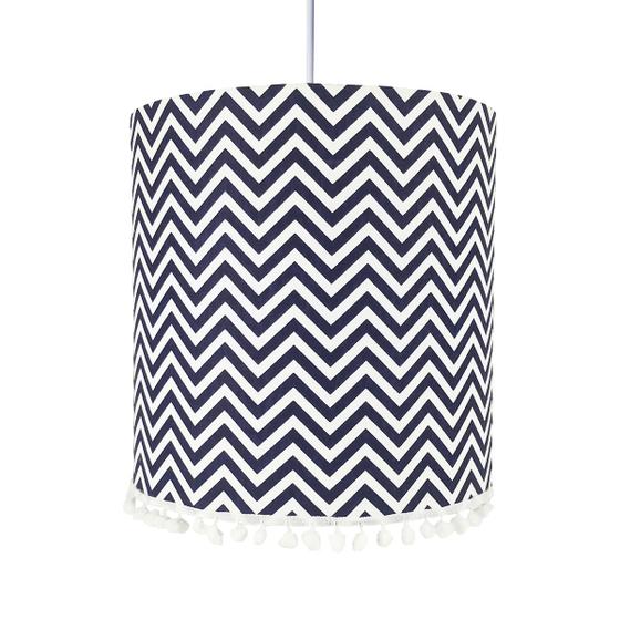 Imagem de Lustre Tubular Pompom Chevron Marinho Quarto Bebê Infantil Menino Menina