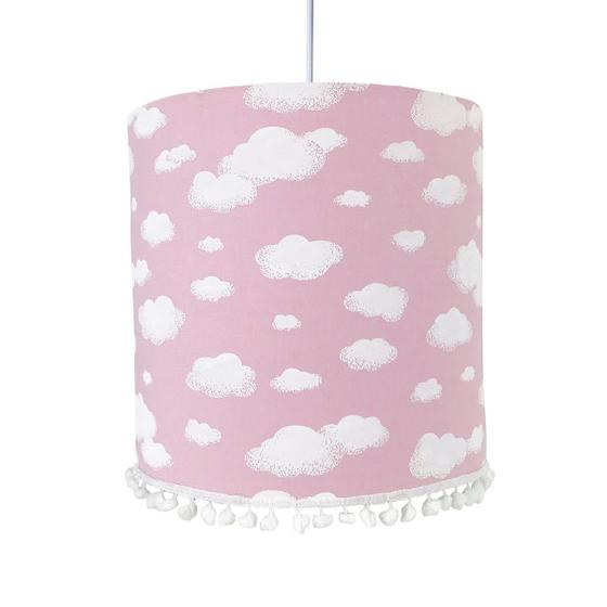 Imagem de Lustre Tubular Pompom Nuvem Rosa Quarto Bebê Infantil Menina