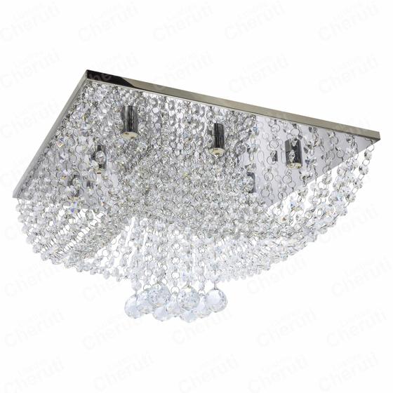 Imagem de Lustres Cristal Legitimo Castanha Para 8 Lâmpadas Inox 40X40