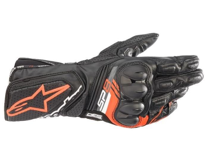 Imagem de Luva Alpinestars Couro Sp-8 V3 Preta Vermelha Sp8