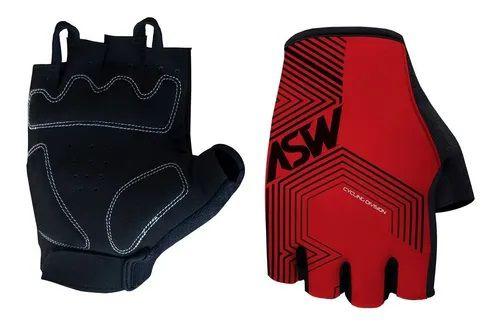 Imagem de Luva Bike Asw Flex Polygon Meio Dedo Femi Vermelha