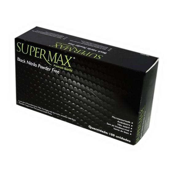 Imagem de Luva Black Nitrílica Tamanho G para procedimento não cirúrgico sem pó Supermax