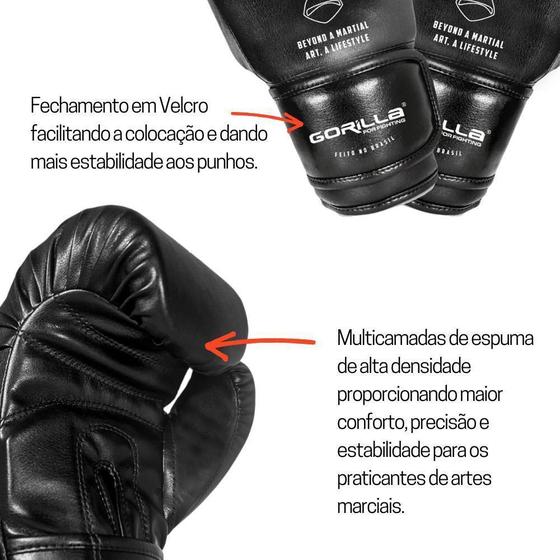 Imagem de Luva Boxe Muay Thai 12 Oz Lifestyle Essential Black Gorilla