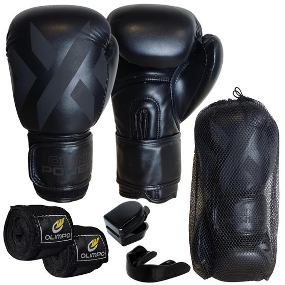 Imagem de Luva Boxe Muay Thai + Bandagem + Bucal + Case Olimpo Esportes 