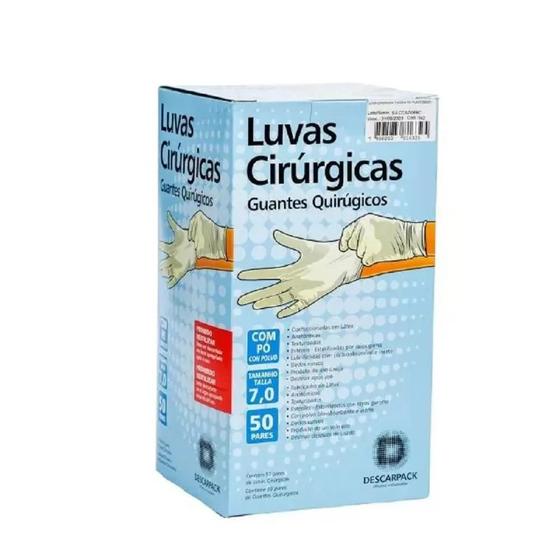 Imagem de Luva cirurgica 7.0 com po descarpack kit com 50 pares