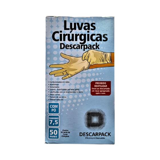 Imagem de Luva Cirúrgica 7.5 - Com Pó - Descarpack (50pr)