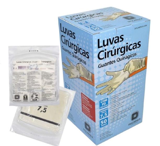 Imagem de Luva cirurgica 7,5 com pó descarpack caixa com 50 pares