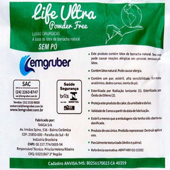Imagem de Luva Cirúrgica Life Ultra Powder Free Lemgruber - Estéril - Sem Pó - 7.5