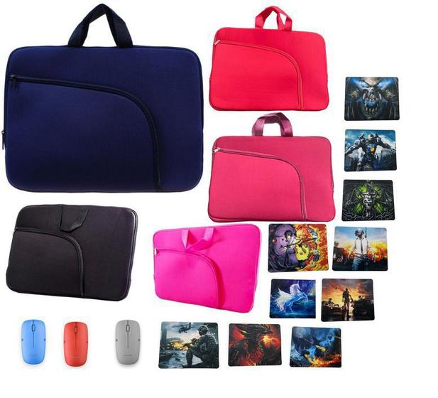 Imagem de Luva com bolso para notebook de até 15.6 polegadas + Mouse sem fio Multilaser + Mouse Pad estampado