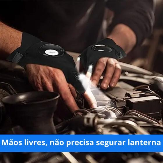 Imagem de Luva Com Led Luvas Com Lanterna Luzes 2 Dedos Para Pesca Ler Eletricista