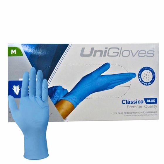 Imagem de Luva Com Pó Unigloves Clássico Blue Tam:M C/100Un