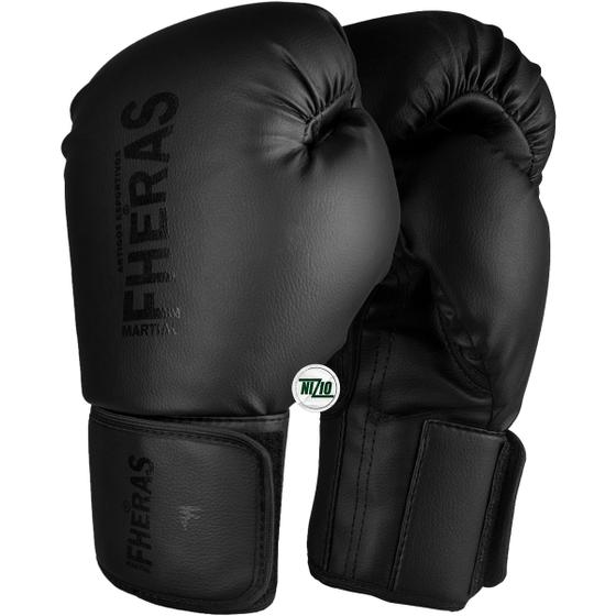 Imagem de Luva de Boxe Muay Thai MMA Pro All Black Fheras 08Oz