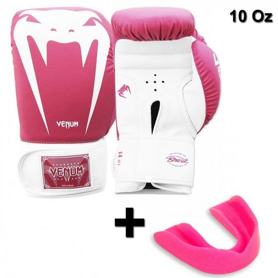 Imagem de Luva de Boxe Venum Giant Brasil Rosa 10 Oz + Protetor Bucal