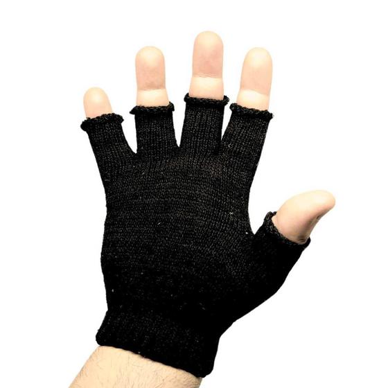 Imagem de Luva de frio sem dedo lã preta moto masculino feminino