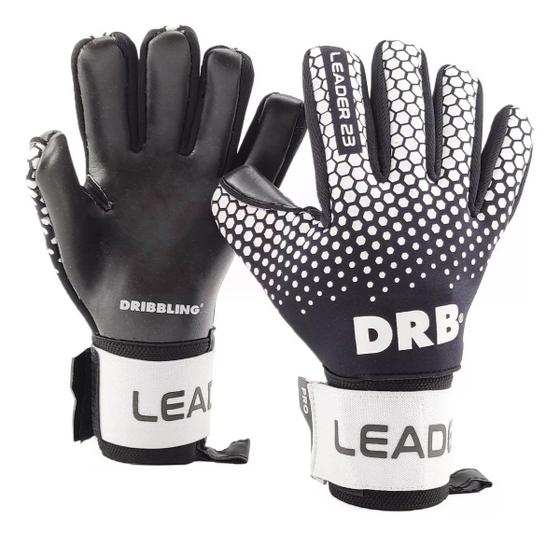 Imagem de Luva de Goleiro Dribbling Leader 22 PRO SR Masculino - Preto e Branco