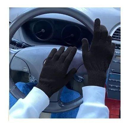 Imagem de Luva De Lã Cor Preta Grossa Adulto Tamanho Único Grande Elastano 1 Par Frio Inverno Gloves