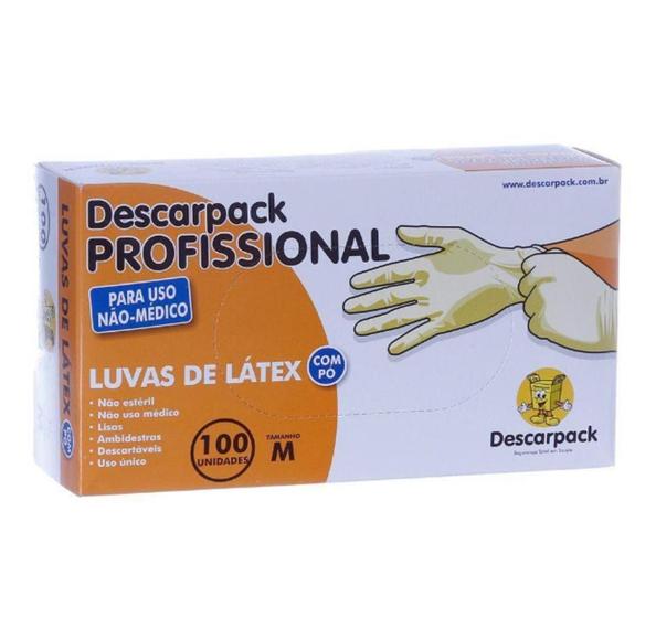 Imagem de Luva De Latex Com Pó Tamanho Médio Com 100 unidades Descarpack
