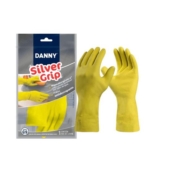 Luva de látex hipoalergênica Amarela Silver Grip P, M, G Danny - CA 40730 ideal para o manuseio de alimentos e ambiente frigorífico Menor preço em Luva de látex hipoalergênica Amarela Silver Grip P, M, G Danny - CA 40730 ideal para o manuseio de alimentos e ambiente frigorífico