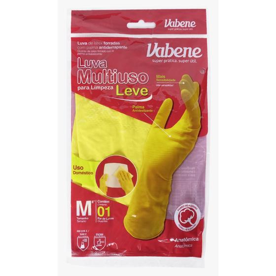 Imagem de Luva de látex multiuso para limpeza leve amarela