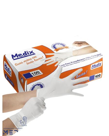 Imagem de Luva de Látex para procedimento não cirúrgico com pó MEDIX Tam. G 100 unidades