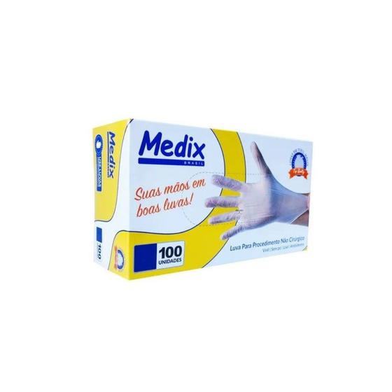 Imagem de Luva de Procedimento de Vinil Sem Pó Embalagem C/100 Unidades - MEDIX