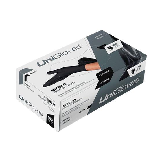 Imagem de Luva de Procedimento Nitrilo Black Tamanho P  Sem Pó  com 100 UN - Unigloves