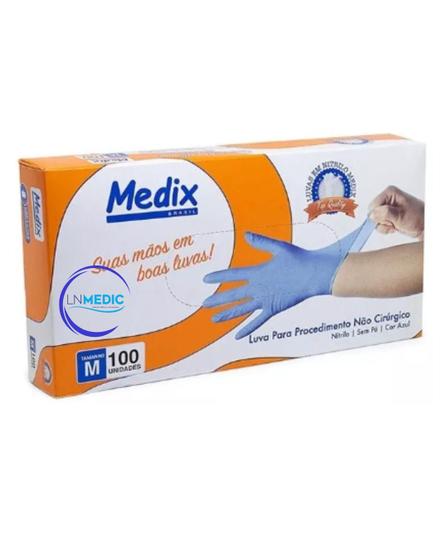Imagem de Luva de Procedimento Nitrilo Sem Pó na Cor Azul com 100 unidades da MEDIX