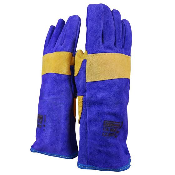 Luva de raspa para solda com reforço 15 cm azul - Rotterman Menor preço em Luva de raspa para solda com reforço 15 cm azul - Rotterman