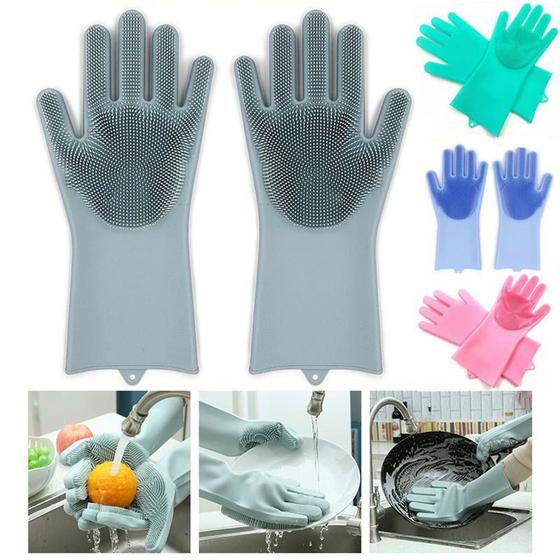 Luva De Silicone Para Lavar Louça Esponja Cozinha Prático Limpeza Casa ...
