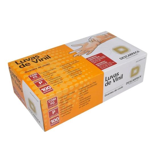 Imagem de Luva de Vinil Descarpack Transparente com Pó Tam P - 100 luvas