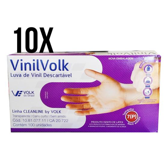 Imagem de Luva de Vinil Descartavel Sem Pó Volk - KIT 10 Cxs