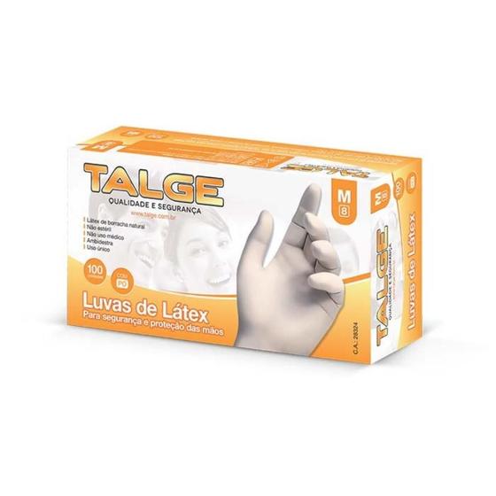 Imagem de Luva Descartável de Látex Branca Com Pó PP P M G 100un Talge