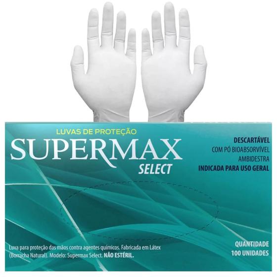 Imagem de Luva Descartável Látex com Pó Branca C/100 Supermax Select