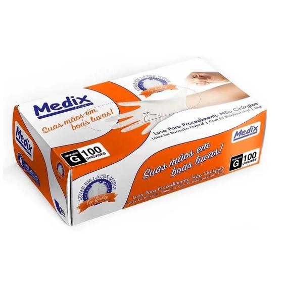 Imagem de Luva Descartável Latex De Procedimento Com Pó Tam G Medix Caixa com 100 Uni