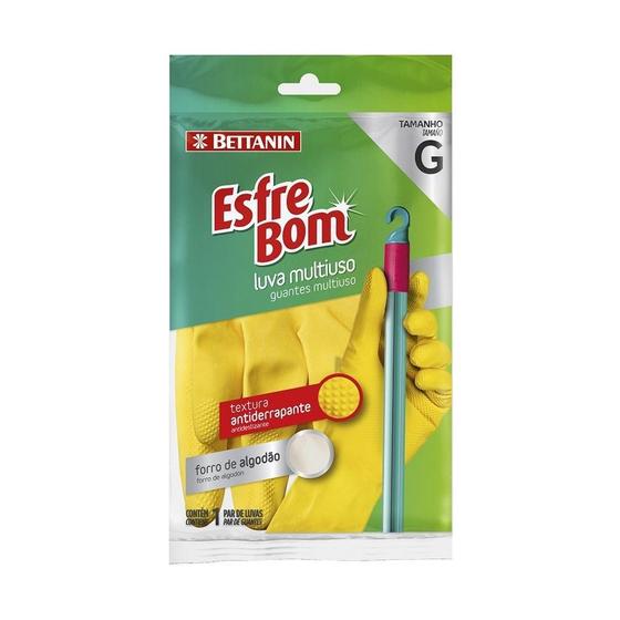 Imagem de Luva Esfrebom Multiuso Látex Amarela Grande - Embalagem com 12 Unidades