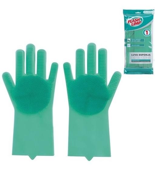 Imagem de Luva Esponja De Silicone Multiuso Flash Limp Limpeza Fácil e Higiênica