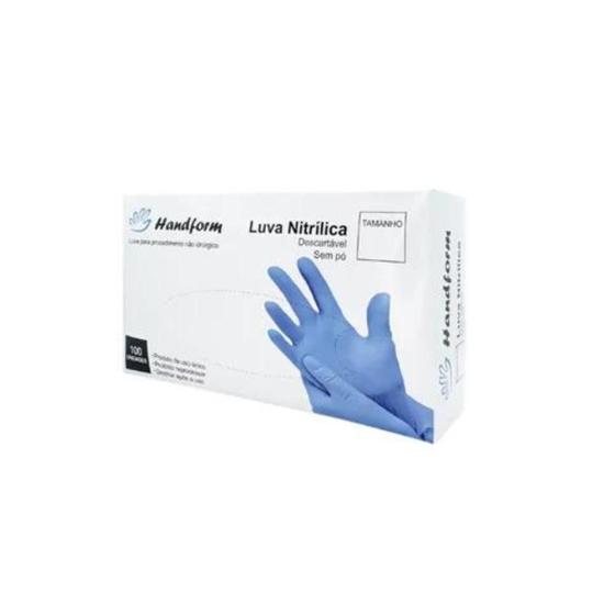 Imagem de Luva Handform Nitrilo Azul Lisa sem Pó 100 Un Tamanho M