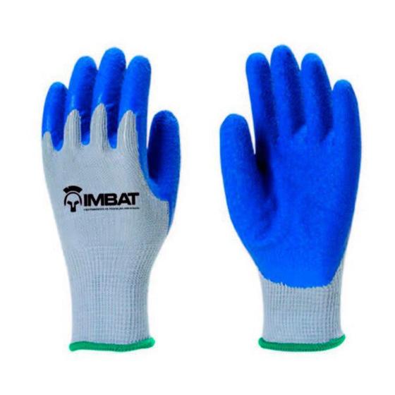 Imagem de Luva Imbat Tricotada com Banho, Palmar em Latex Azul, Tamanho 9 - Embalagem com 12 Pares