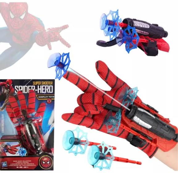 Imagem de Luva Lança Dardos Homem Aranha Infantil Brinquedo Spider Man Herói Lançador Teia Ventosa